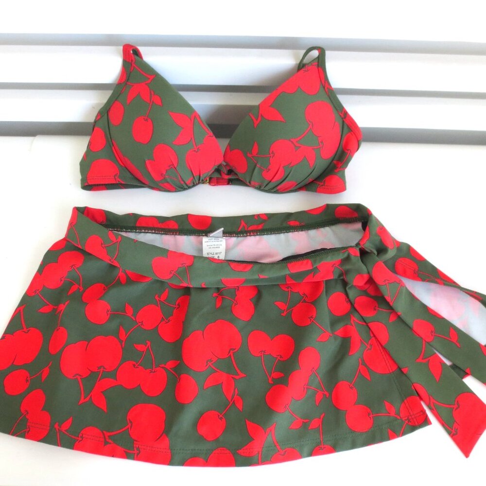 ATHENA WOMEN'S TOP/SKIRT 2PC SWIM SUIT CHERRIES Sz-6 - Picture 2 of 8